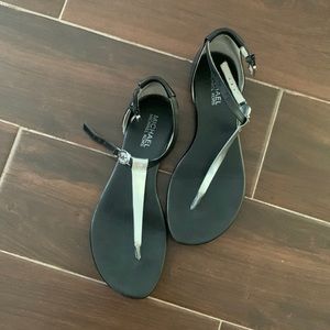 MK black & silver sandals